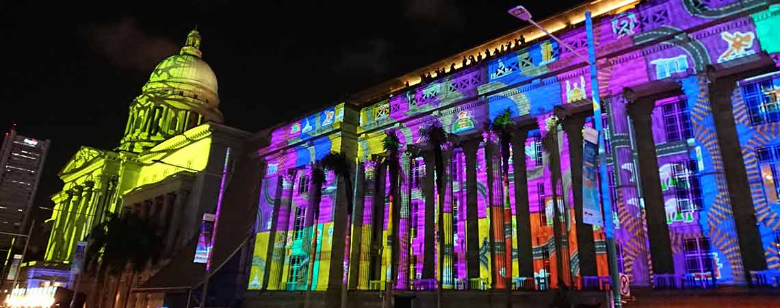 Singapore National Gallery during Light to Night Festival 2020